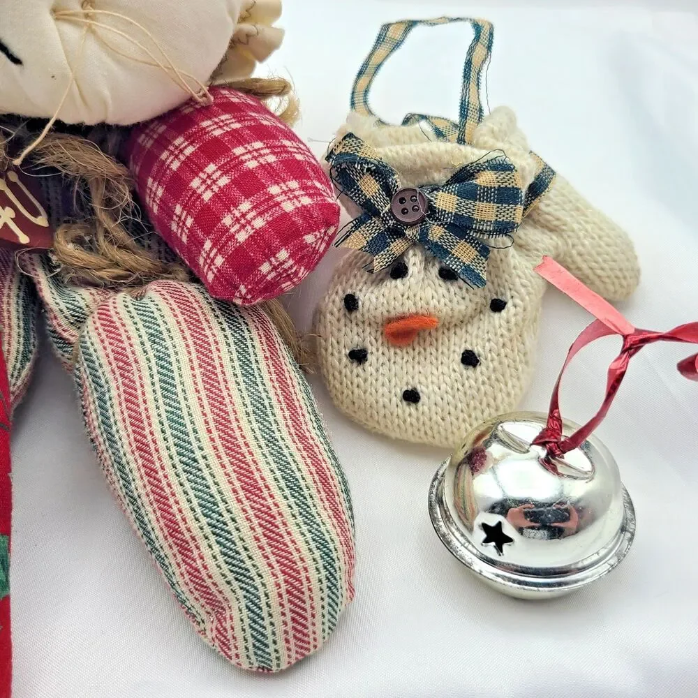 Vintage Christmas Primitive Decorations Handmade Doll Rustic Ornaments Folk Art